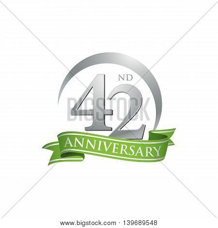 42nd anniversary green logo template. Creative design. Business success