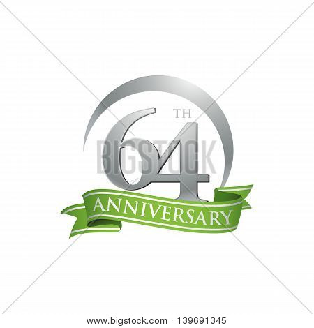 64th anniversary green logo template. Creative design. Business success
