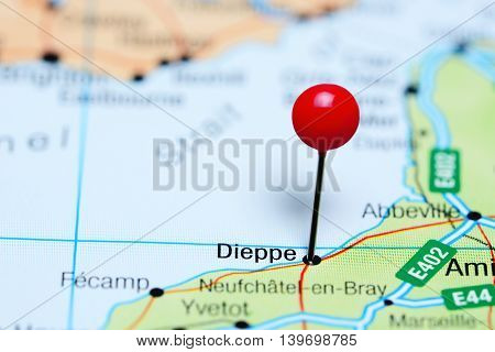 Dieppe pinned on a map of France