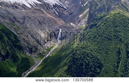 Stream in a mountain gorge. Dombay the Republic of Karachay-Cherkessia in the North Caucasus Russia. Photo taken on: July 26 Friday 2013
