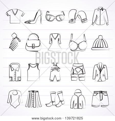Fashion and clothing and accessories icons - vector icon set