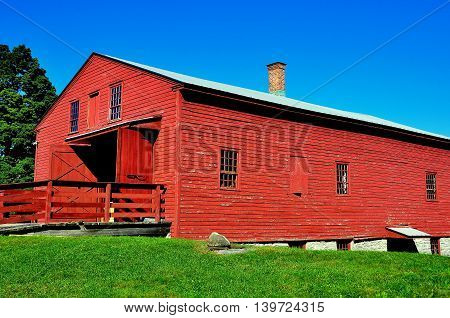 Hancock Massachusetts - September17 2014: The 1820 Tannery at the historic Hancock Shaker Village *