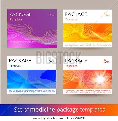Set of medicine package templates. Vector illustration.