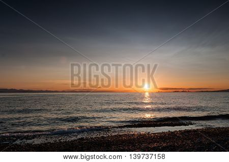 sunset at Point Roberts beach Washington state USA
