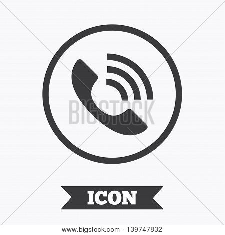 Phone sign icon. Call support center symbol. Communication technology. Graphic design element. Flat call symbol on white background. Vector