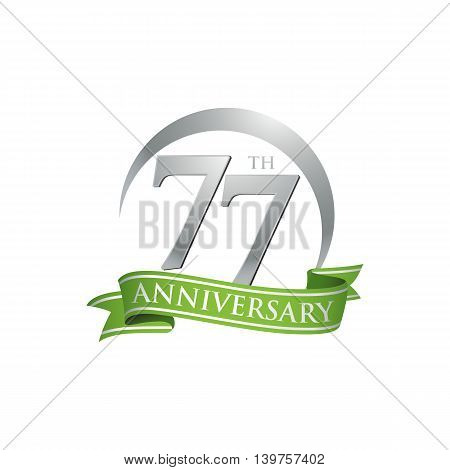 77th anniversary green logo template. Creative design. Business success