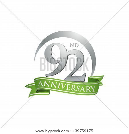 92nd anniversary green logo template. Creative design. Business success