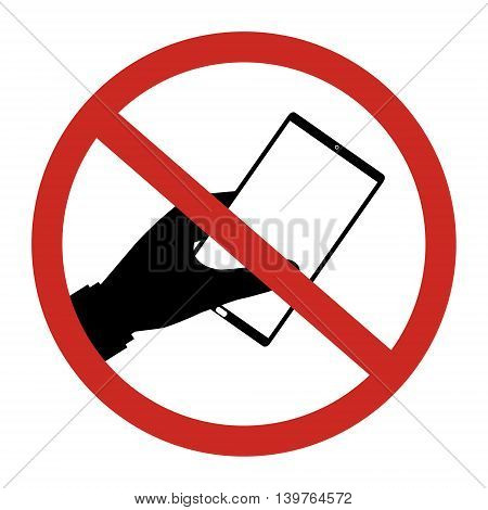 No smartphone allow to use restrict sign isolated on white background. Vector illustration prohibited circle design.