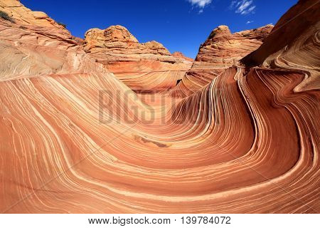 The Wave, Arizona, Canyon Rock Formation. Vermillion Cliffs, Paria Canyon State Park in the United States