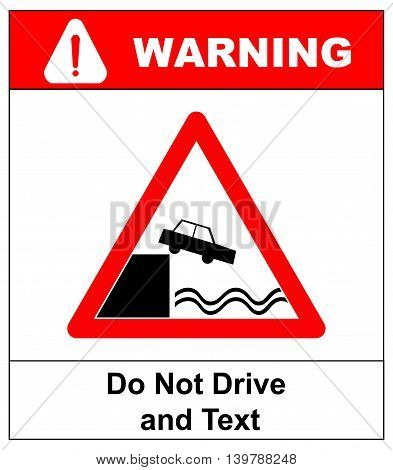 Warning Do not Drive and Read Don t Use Your Phone While Driving Signboard design. Red triangle symbol sticker for public places
