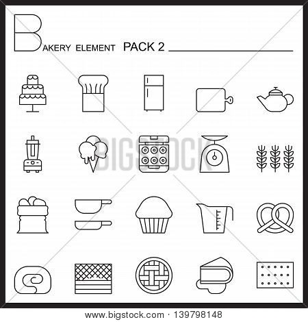 Bakery line icons set.Mono icons pack 2.Pictagram outline.