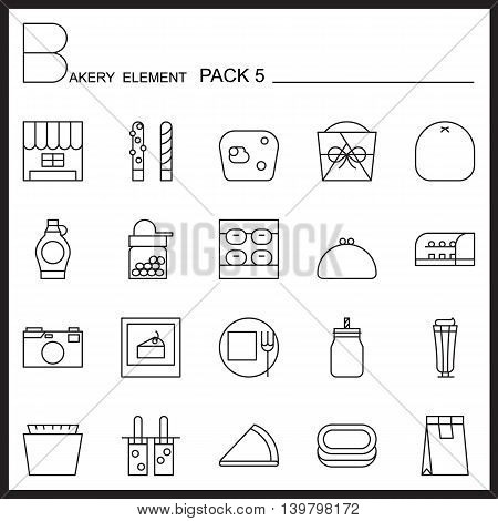 Bakery line icons set.Mono icons pack 5.Pictagram outline.