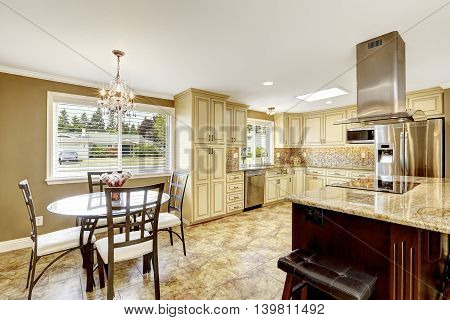 Luxury Kitchen Interior In Light Beige Color