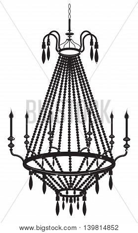 Rich Baroque Classic chandelier. Luxury decor accessory design. Vector illustration sketch