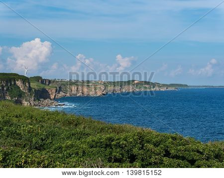 Nanamata Coast and Cape of Higashi Henna Zaki of Miyako Island in Okinawa, Japan.