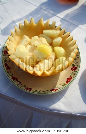 Melone auf Fourchette-Tisch