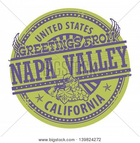 Grunge color stamp with text Greetings from Napa Valley, vector illustration