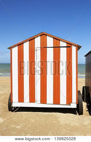 Beach cabins at the Northsea De Panne Belgium