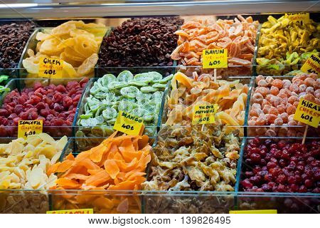 Famous turkish sweets in Istanbul grand bazaar