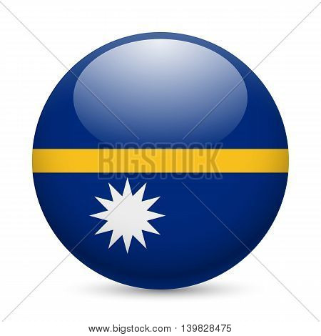Flag of Nauru as round glossy icon. Button with Nauruan flag