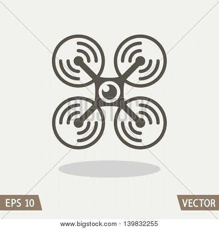 Aerial drone quadrocopter icon symbol isolated on light background. Vector illustration for web, logo and packing design