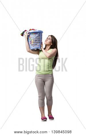 Woman feeling sressed after doing dirty laundry