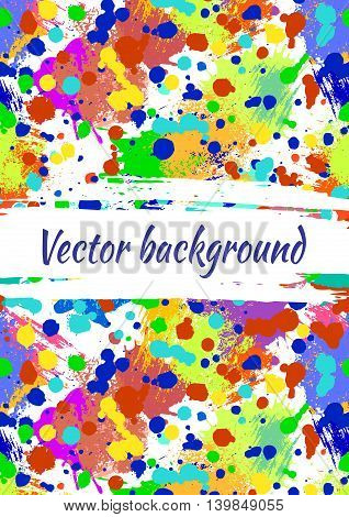 Vector Card With Splash, Blots And Brush, Graphic Illustration