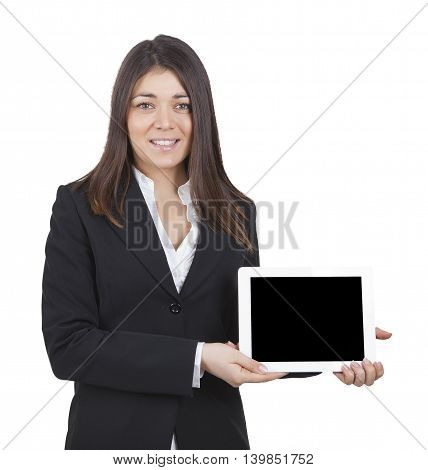 Businesswoman Showing Tablet
