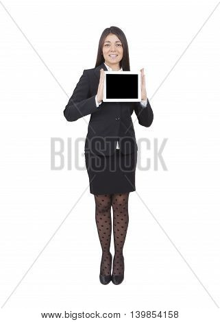 Businesswoman Showing Tablet