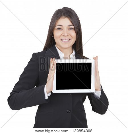 Businesswoman Showing Tablet