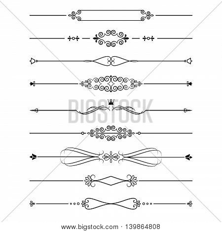Vintage dividers set isolated on white. Calligraphic design elements.