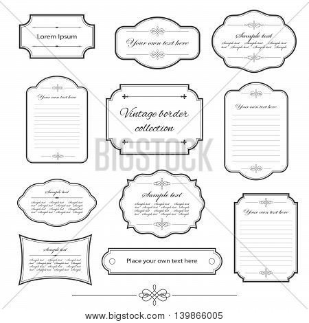 Vintage frame set isolated on white. Calligraphic design elements.