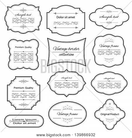 Vintage frame set isolated on white. Calligraphic design elements.