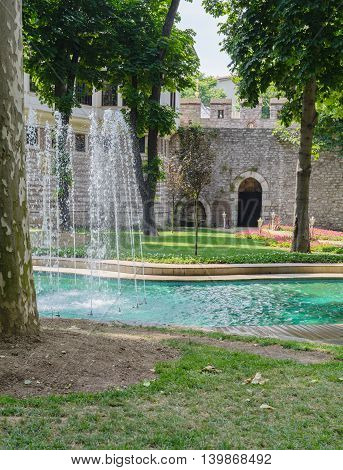 fountain in Gulhane park. It is the oldest public park in istanbul, Turkey