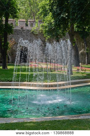 fountain in Gulhane park. It is the oldest public park in istanbul, Turkey
