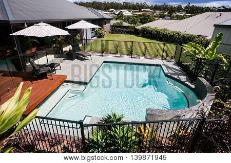 Modern Swimming Pool View With A High Angle View