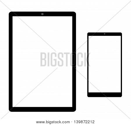 Black Tablet Vector On White. eps10 vector illustration