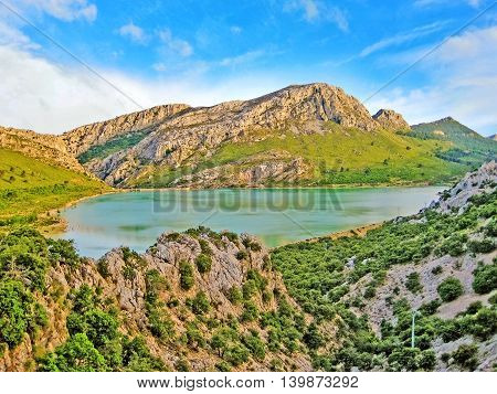 Lake Cuber Reservoir In The Serra De Tramuntana, Majorca, Spain