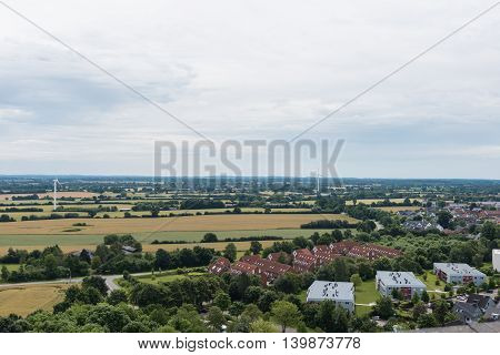 bird view in laboe south over the country
