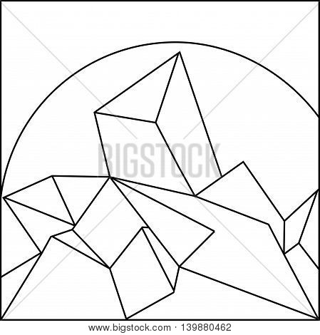 Vector triangle polygonal backdrop. Simple geometric shape outline isolated on white background. Minimal style design illustration.