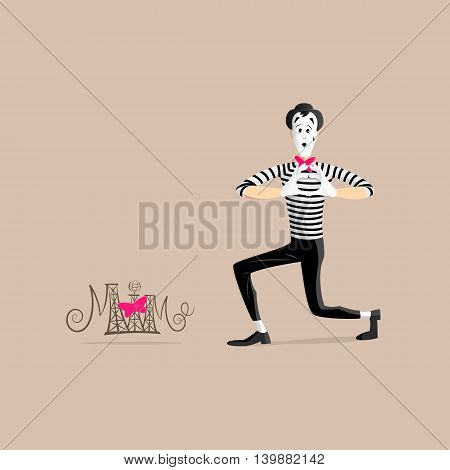 A Mime performing a pantomime called giving the heart away