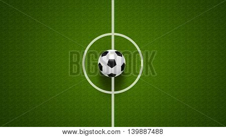 Football ball on grass represents football championship three-dimensional rendering 3D illustration