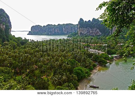Beautiful panoramic view of Railay Beach, THAILAND.