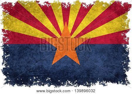 State flag of Arizona with distressed worn textures and edges