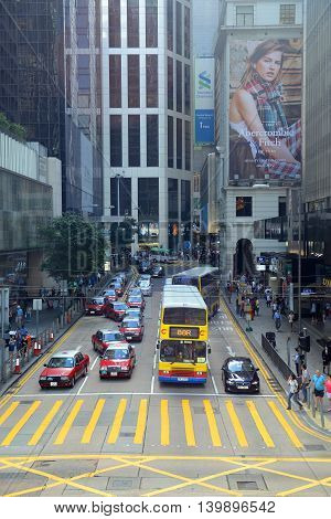 HONG KONG - NOV 9: Pedder Street near Des Voeux Road Central on Nov 9, 2015 in Hong Kong Island, Hong Kong.