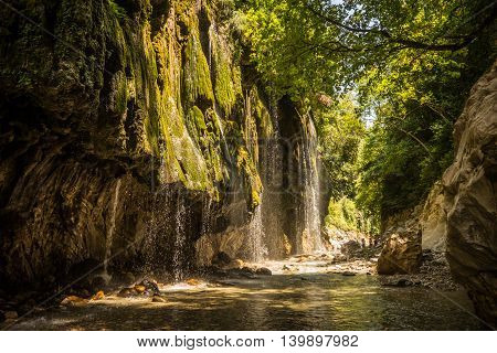 Waterfalls On The River Krikiliotis At Panta Vrexei In Evritania, Greece