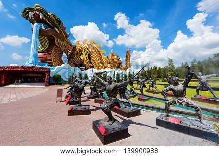 Giant Dragon Monument And Chinese Kung Fu Statue