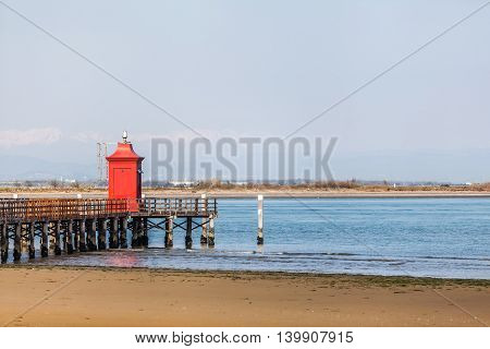 Little Lighthouse In Lignano Bibbione Italy.