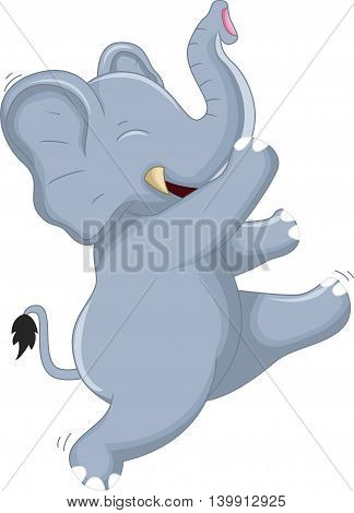 Happy Very Cute baby elephant dancing for your design