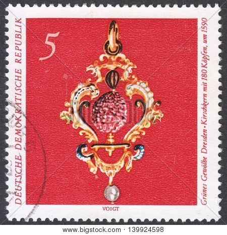 MOSCOW RUSSIA - CIRCA FEBRUARY 2016: a post stamp printed in DDR shows Cherry stone the series 